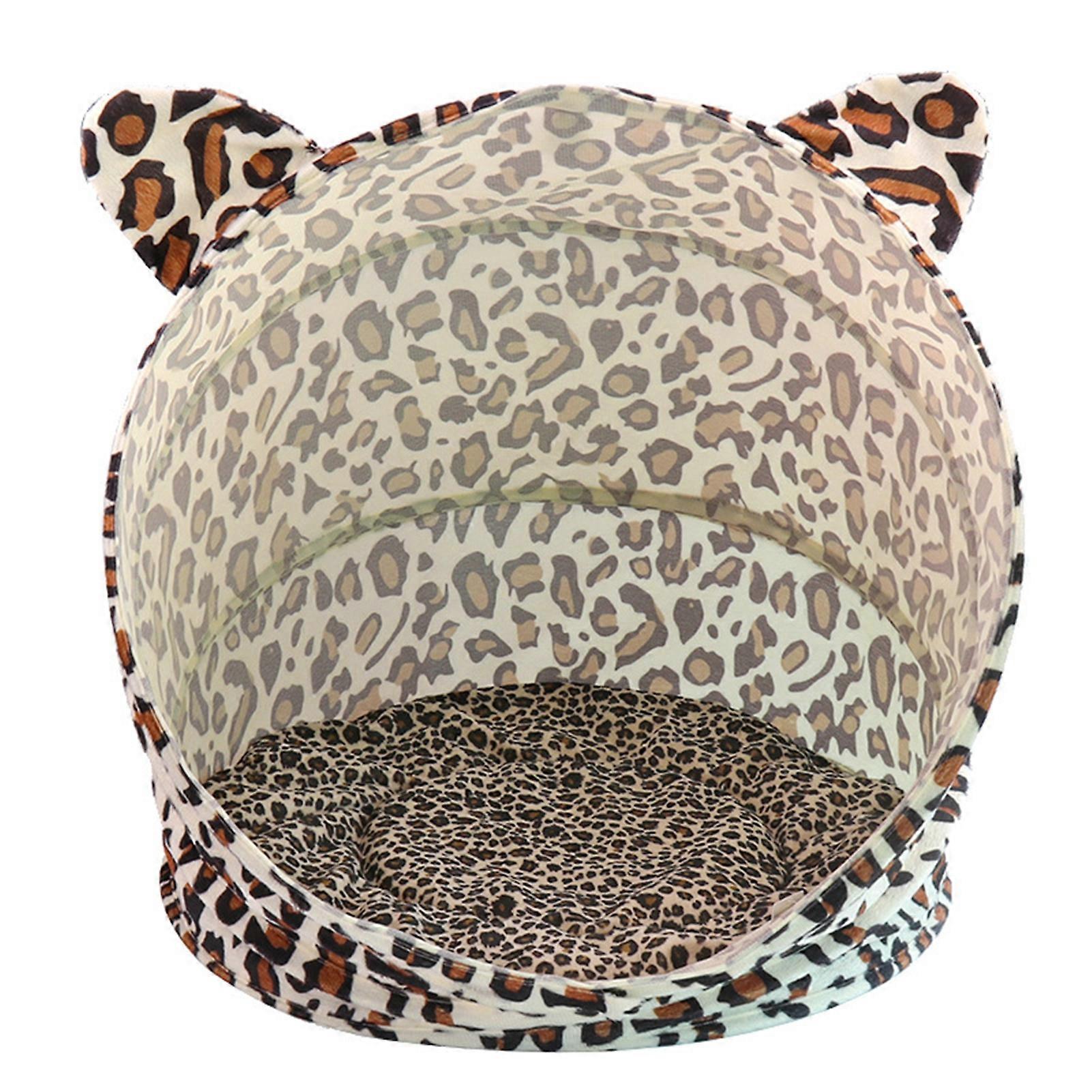 Leopard Pattern Foldable Cat Dog Nest Kitten Mat Sleeping Bag Kennel Pet House