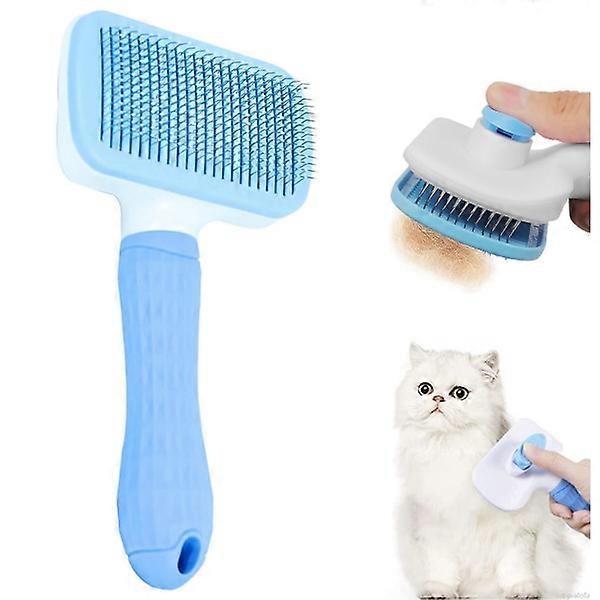 ZK1pcs Innovative Self Cleaning Smooth Brush Pet Blue