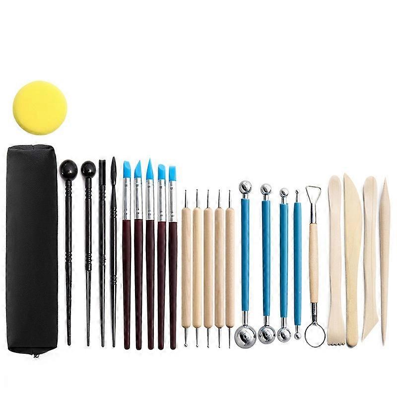 25Pcs Polymer Clay Tools Modeling Clay Sculpting Tools Kits for Pottery Sculpture Wooden Dotting Tools