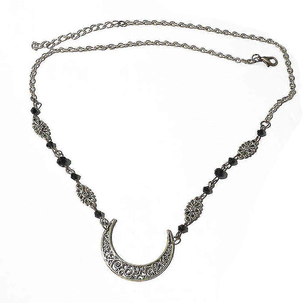 Bohemian Crystal Head Chain Vintage Silver Crescent Forehead Chain