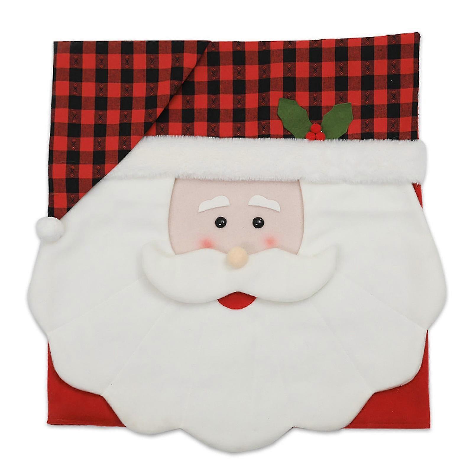 4ks židle čepice Santa Claus Red Flip Hat Snowflake Plaid Večeře Židle Zadní kryty