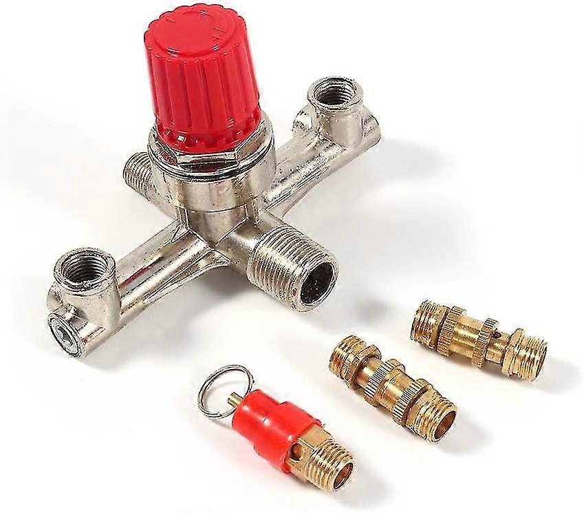 Air Compressor Accessory, Alloy Double Outlet Tube Air Compressor, Pressure Regulating Valve Accessories With Small Air Compressor Bracket