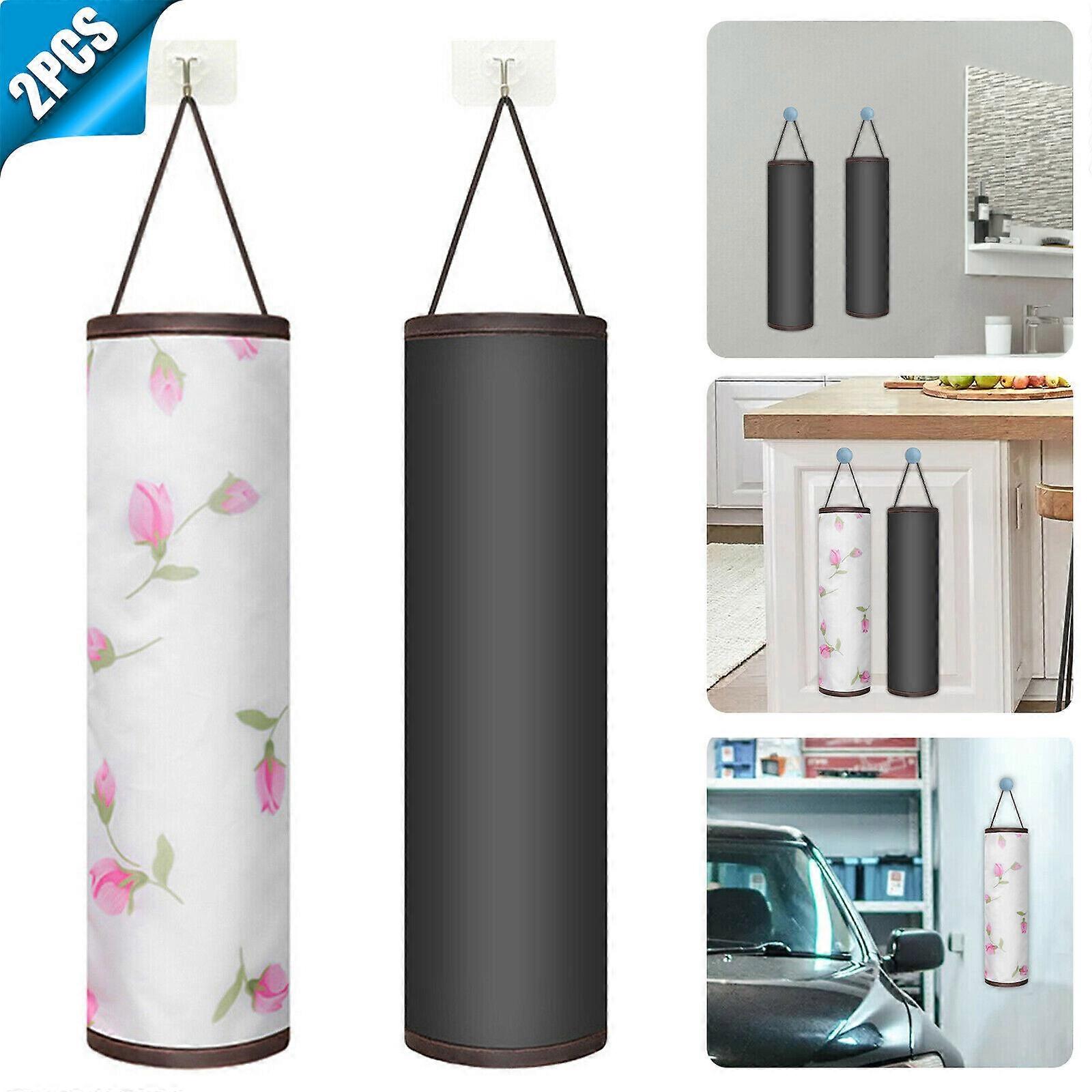 2pcs Home Grocery Bag Holder Wall Mount Storage
