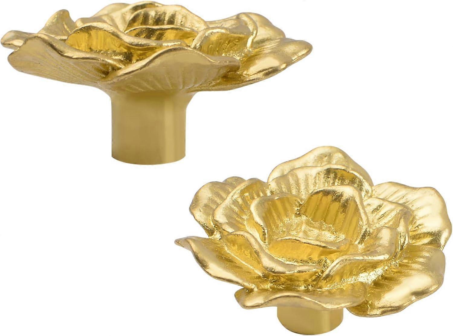 2pcs Modern Minimalist Rose Shape Knob, Rose Shape Handle Solid Brass Cabinet Knob, Drawer Knob and Pull Handle with Screws