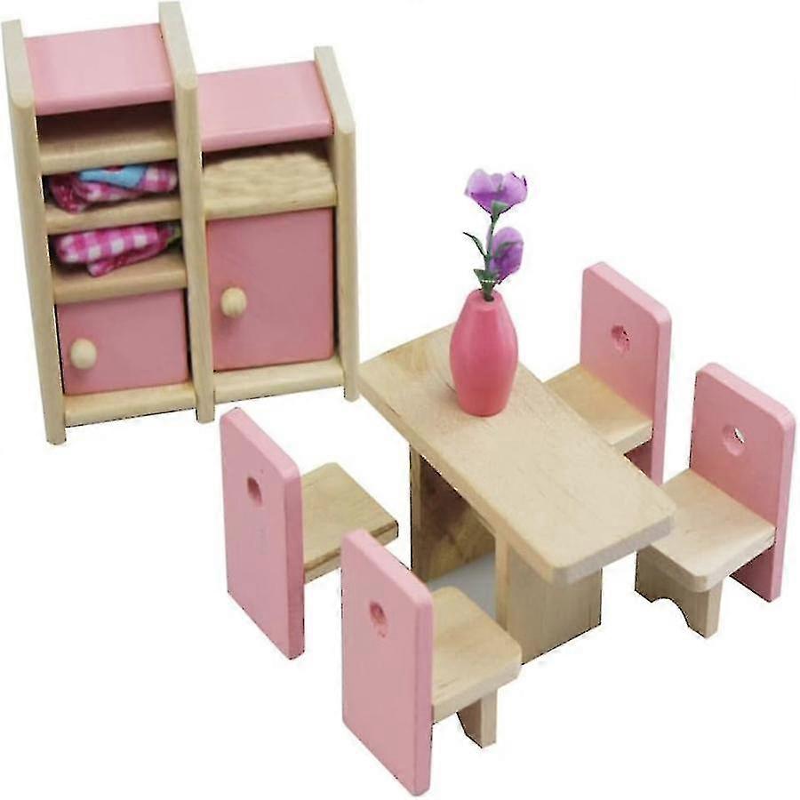 Conjunto de móveis da casa da boneca da madeira