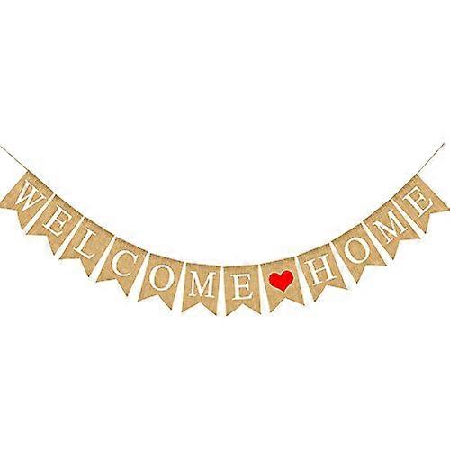 Welcome Home Banner Bunting, 3M Rustic Burlap Bunting Banner, Welcome Home Decoration Family Party Banner