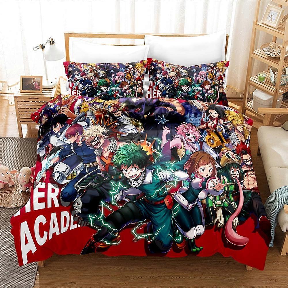 v4830  Bed Sheets Bedding My_Hero_Academia 3 Pcs Comforter Set with 2 Pillowcases,My_Hero_Academia Bedding Set Sheet Set for Kids Adults,All Season Li