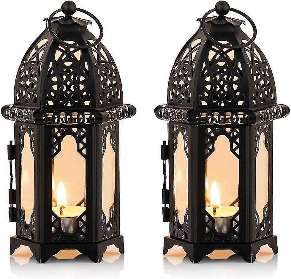 2 pcs metal tealight candle holder small, black