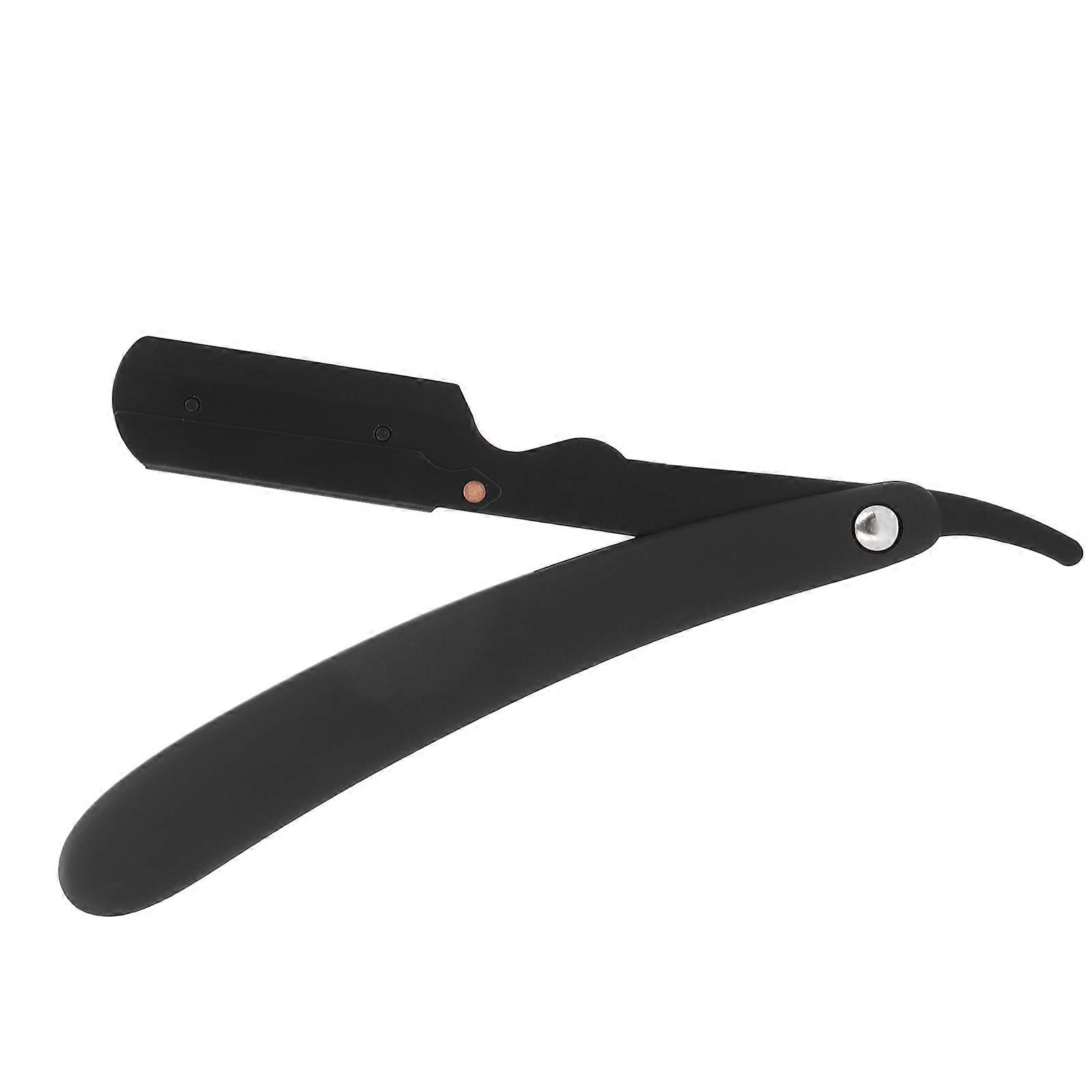 Men's Folding Handle Razor Plated Professional Straight Edge Razor for Hair Salon (Without Blade)Plated Black