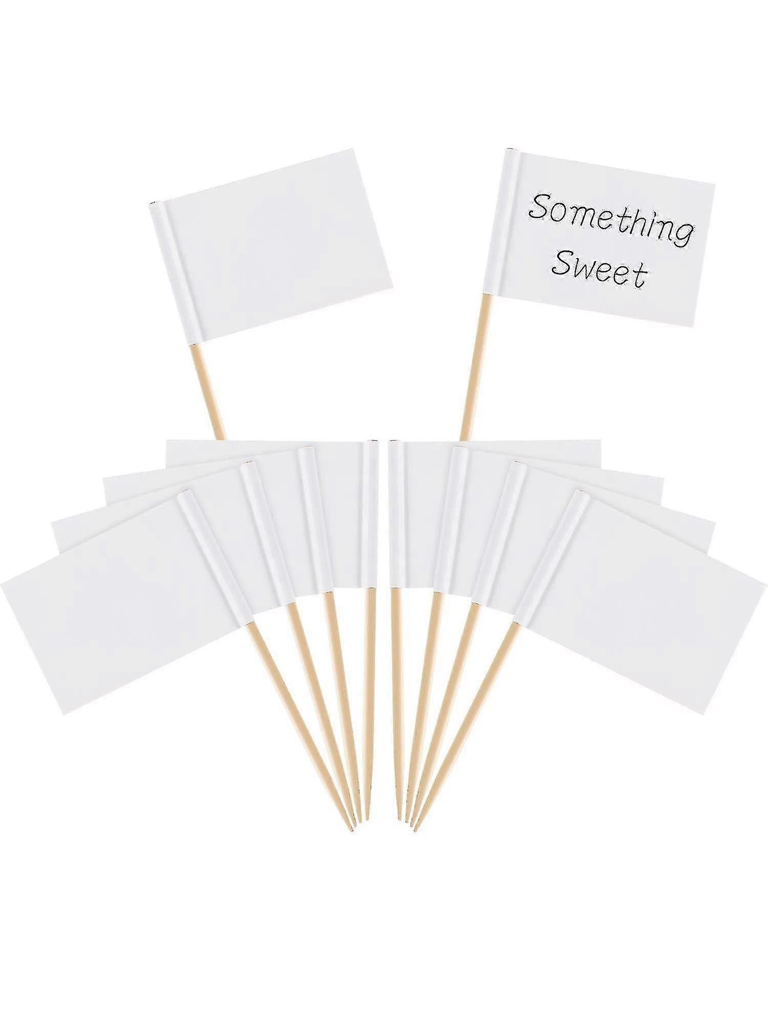 White Blank Toothpick Flags Cheese Markers Marking Blank Labels For Party Cake Food Cheeseplate Appetizers(100 Pieces)