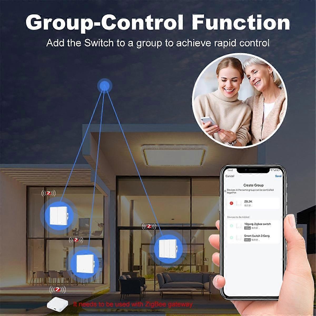 Tuya Smart Switch Zigbee European Standard Button Wall Switch Single Fire Power Supply APP Timing S