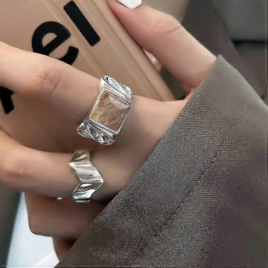 Damesring, open verstelbare ring, 2 stuks