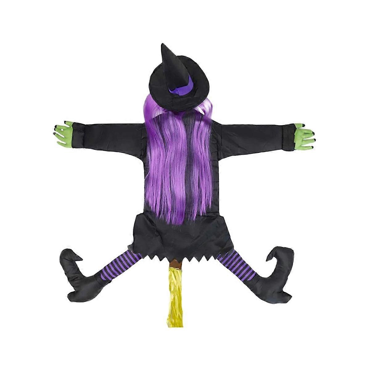 53Inch Crashing Witch Halloween Decorations, Crashing Witch Into Tree, Crashed Witch Props for Porc