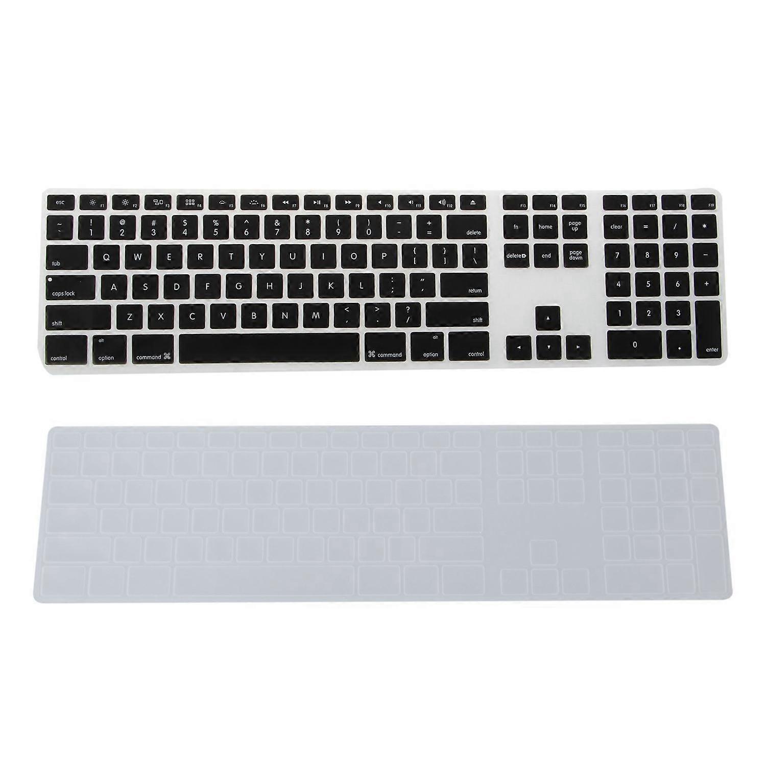 2pcs Silicone Thin Keyboard Skin Cover Protector with Numeric Keypad For - Black & Transparent