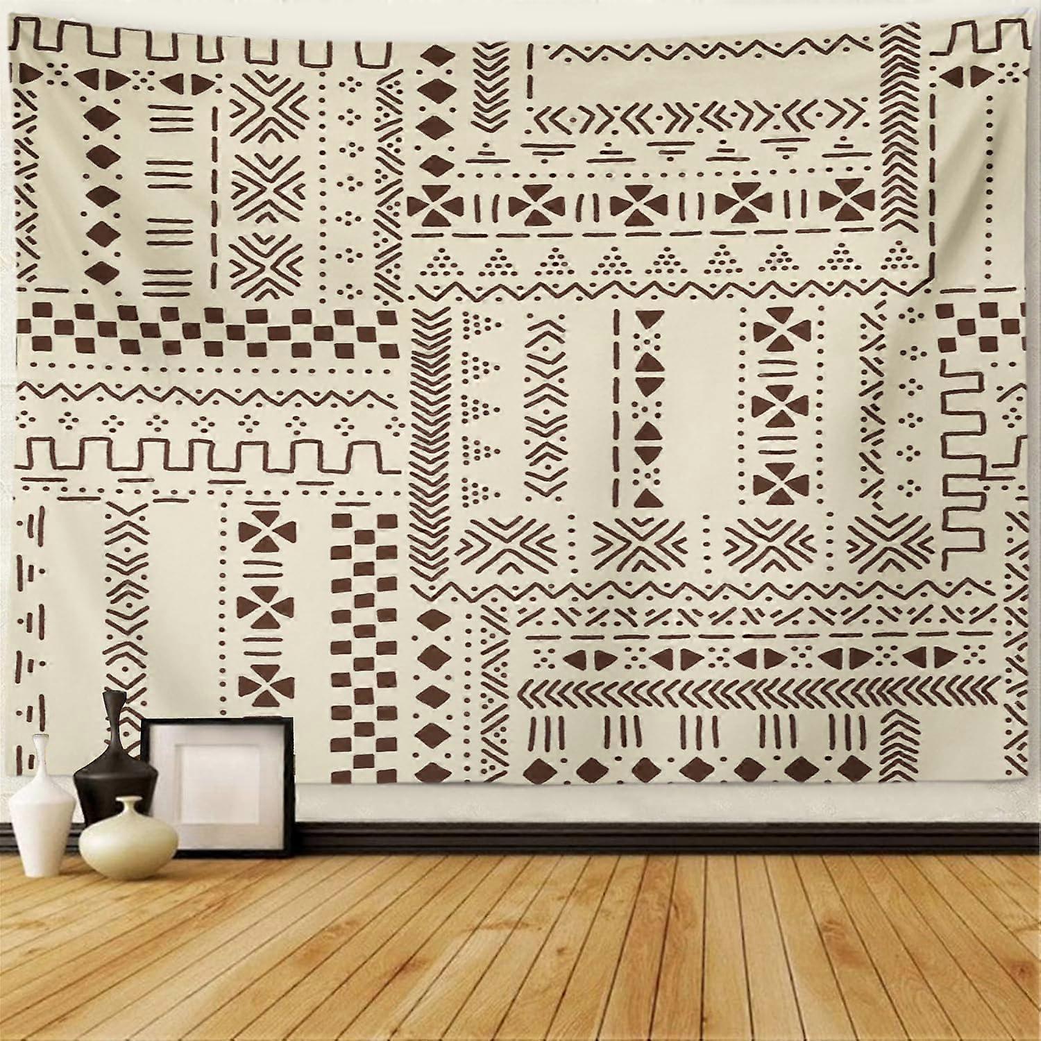 Beige Brown Wall Tapestry Beige And Brown Traditional Ethnic African Mudcloth Fabric Tapestry Wall Hanging Wall Decor Tapestry for Bedroom Living Room