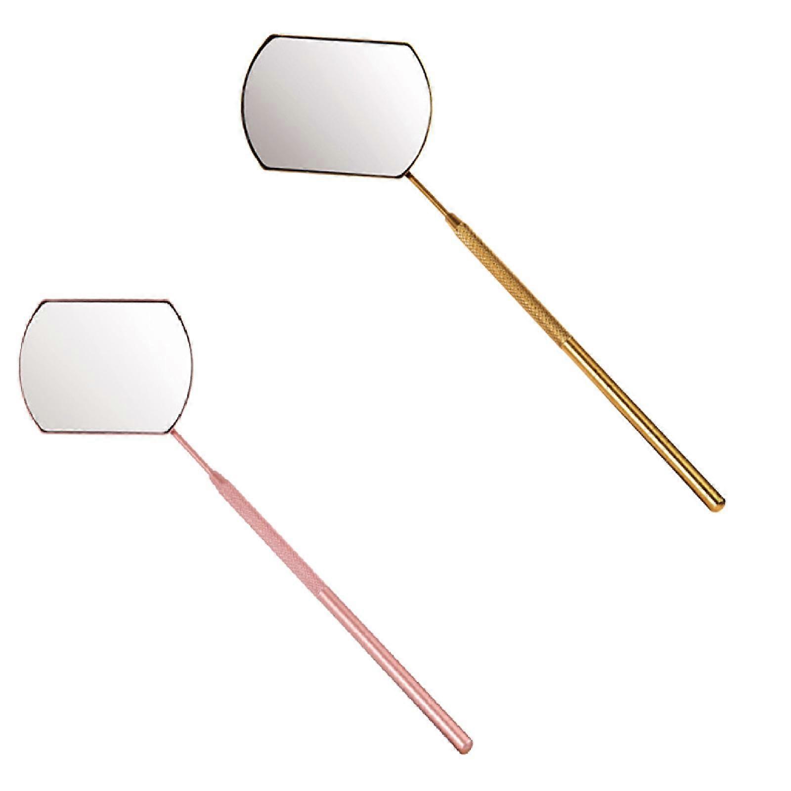 Set 2 Miroir en acier inoxydable pour vérifier les outils d’application d’extension de cils