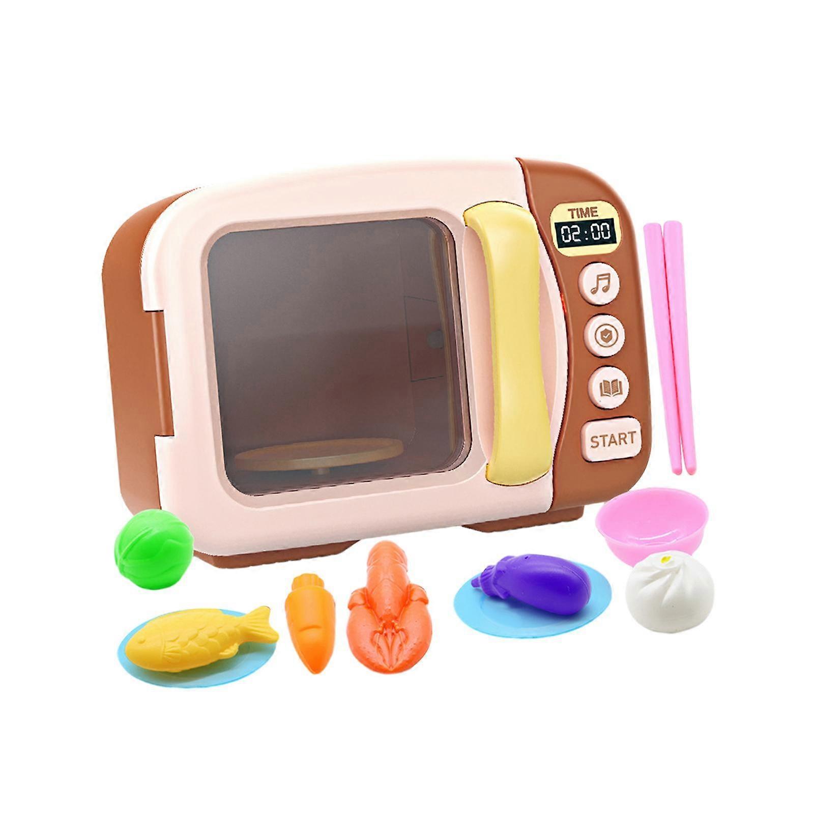 Lasten mikroaaltouuni, leikkikeittiötarvikkeet ja ruoka, oppimislelu, opetuslelut valoilla ja äänillä tytöille, pojat