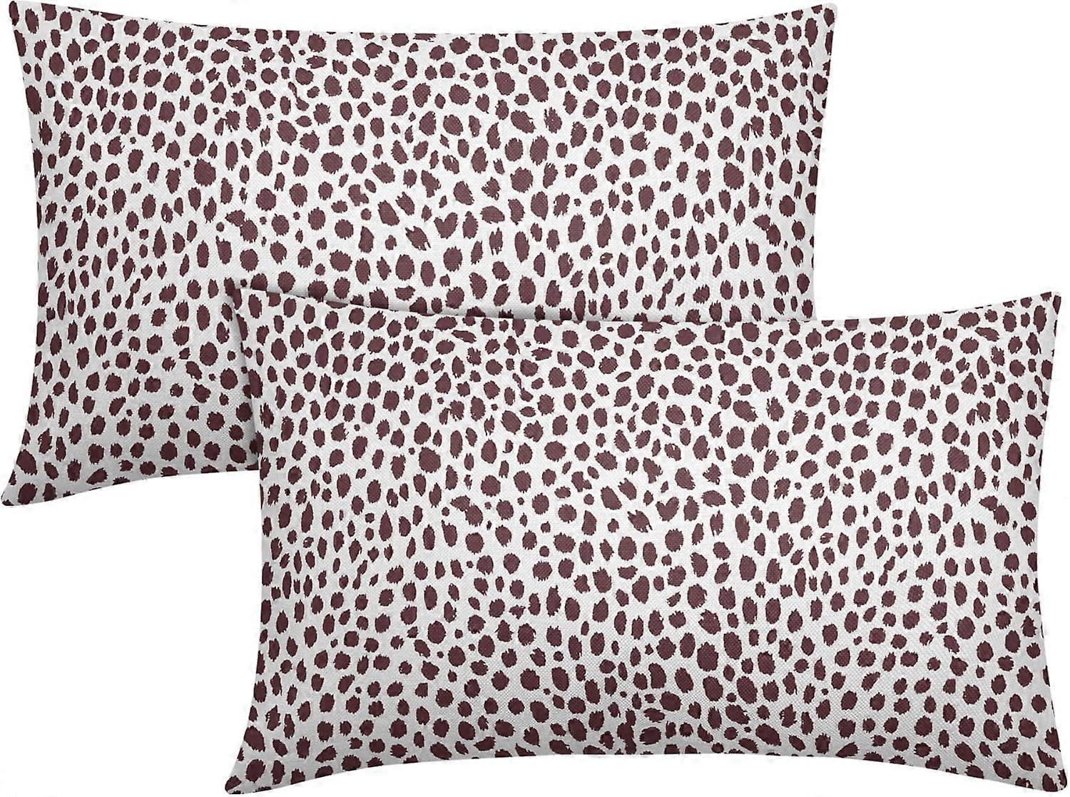 バーガンディクリームランバー枕カバー12x20インチ自由奔放に生きるデザインポルカドットスロー枕カバー2つのモダンなブラシストロークプリント枕カバーコットンリネンのセット