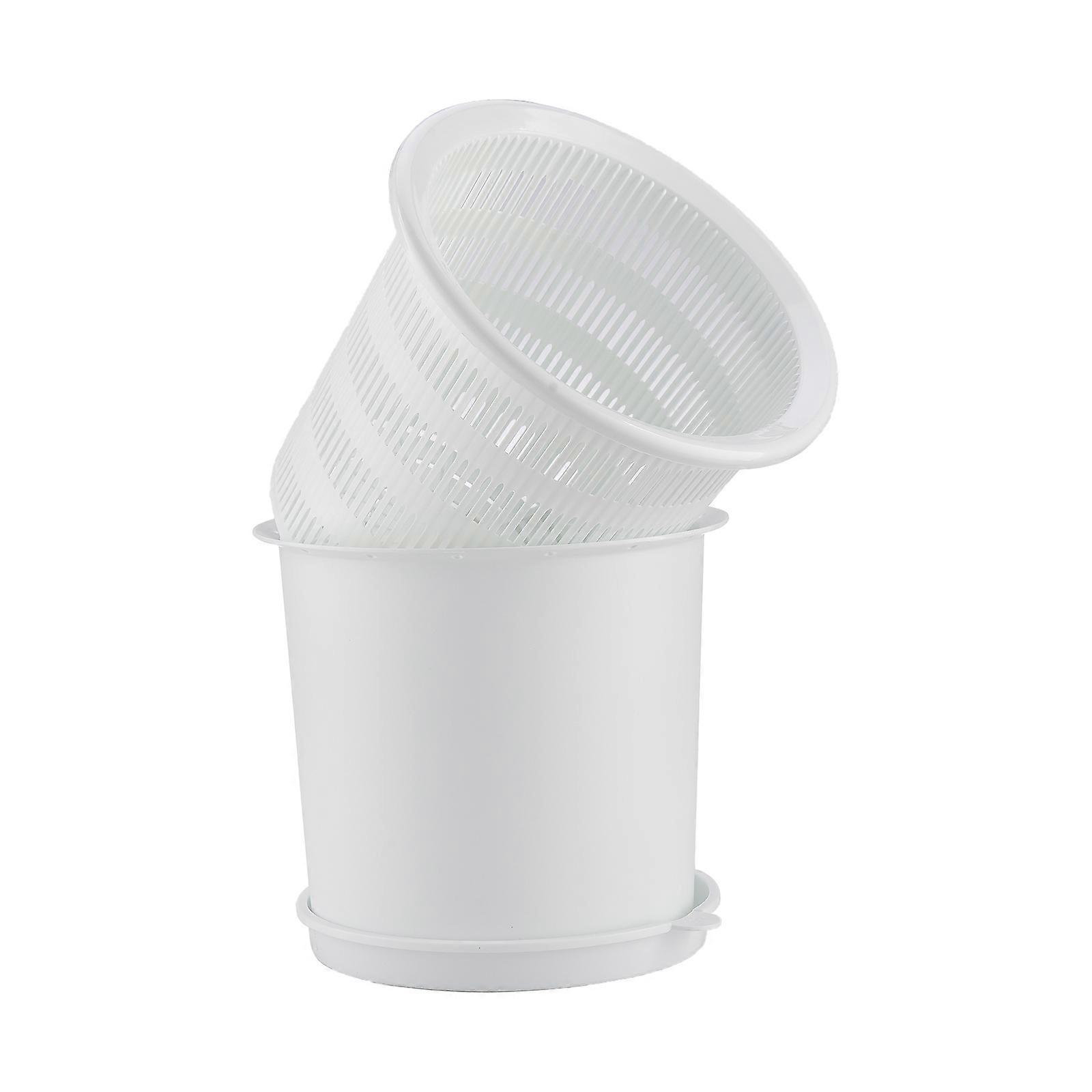 وعاء زارع الأوركيد ، راتنج أبيض ، مع صينية وثقوب ، 16x16.8 سم