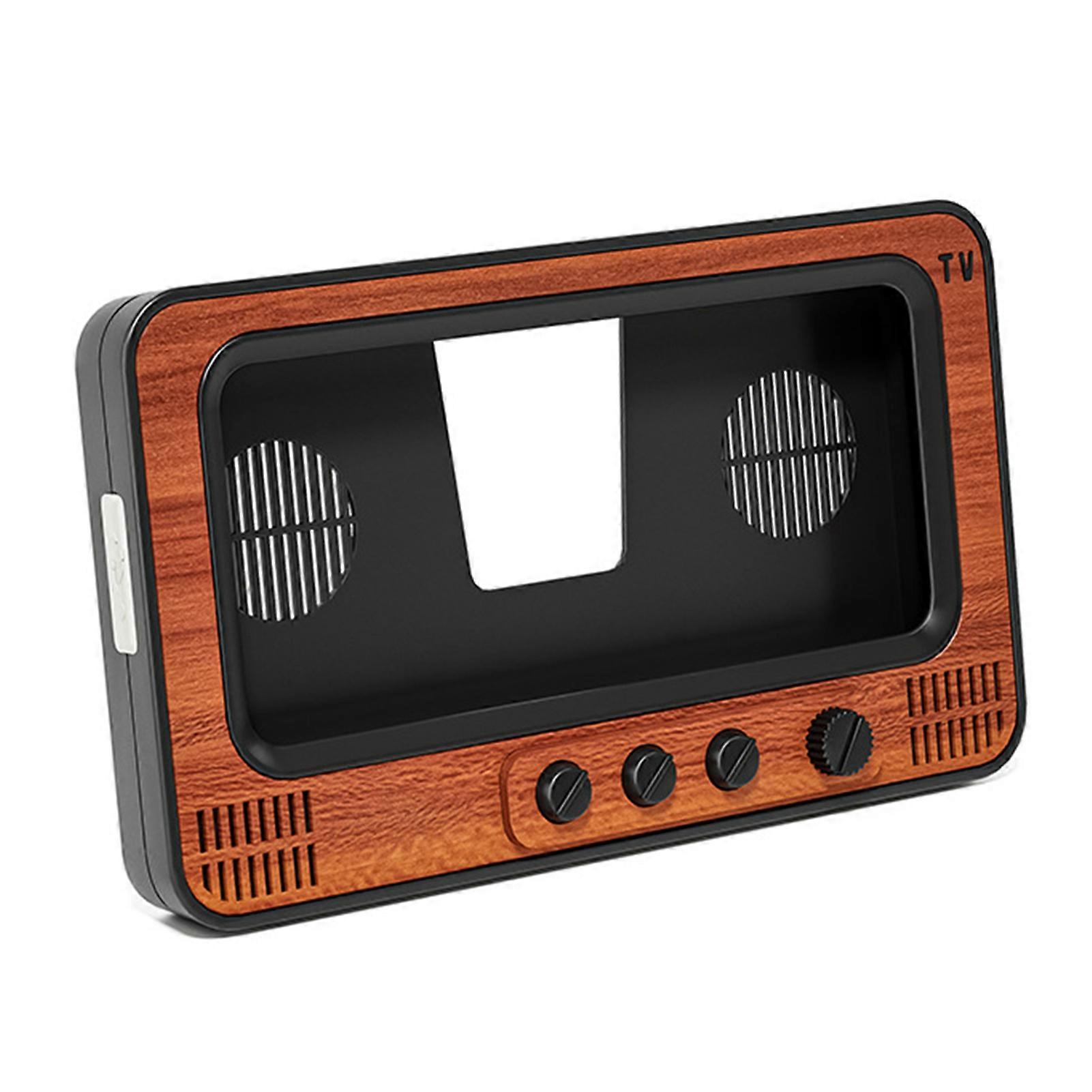 Retro TV Shape Phone Stand with Speaker Multi-Function Tabletop Phone Stand for Home Room Office