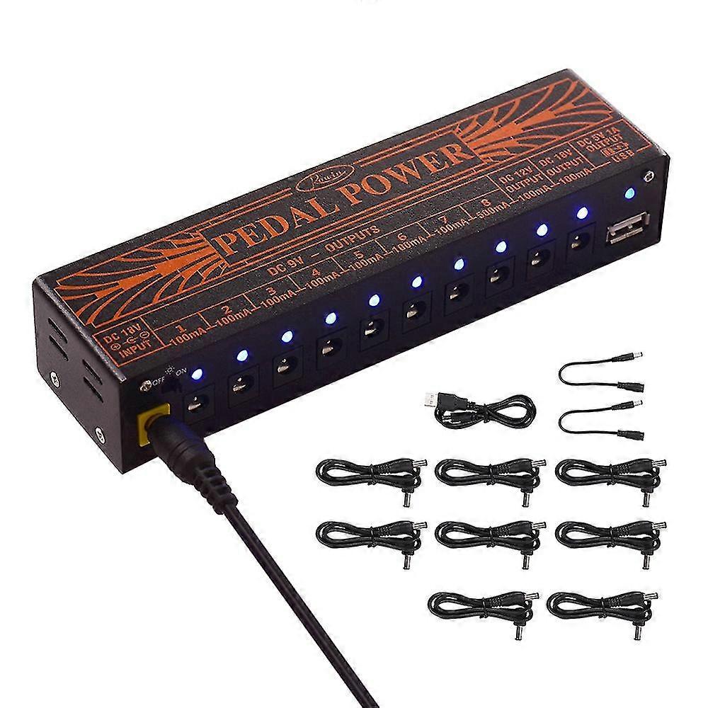 Rowin Compact Size Gitarreneffekt-Netzteil 10 isolierte DC-Ausgänge für 9V 12V 18V Gitarre E