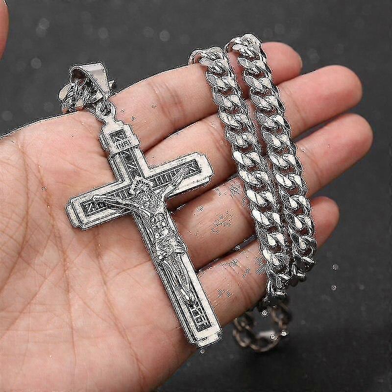 الفولاذ المقاوم للصدأ الصلب يسوع الصليب قلادة قلادة متعدد الطبقات يسوع المسيح الصلب القلائد