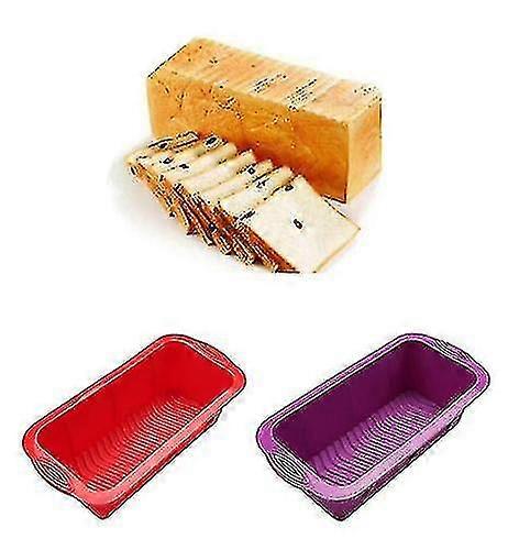 2 Pcs Silicone Rectangular Toast Box Cake Molds,box Silicone Baking Mold Bread Baking Pink + Red