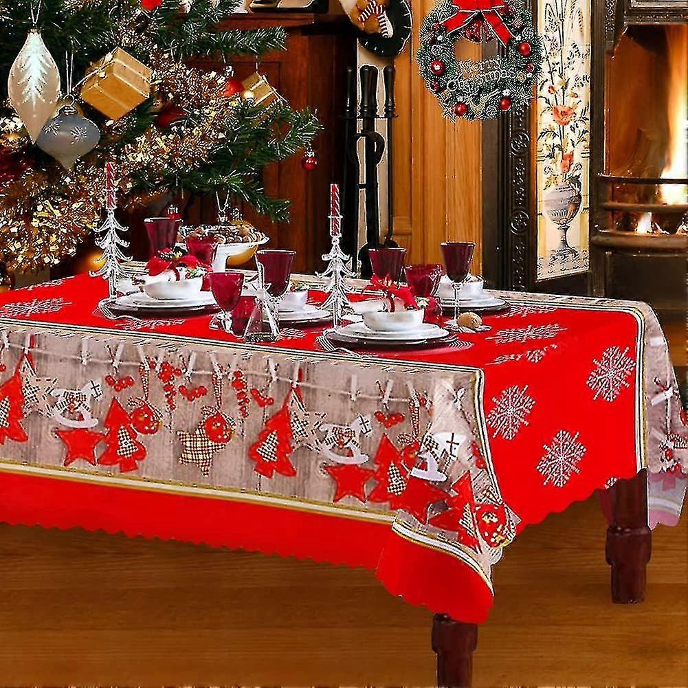 Mantel de Navidad (a), Mantel de Navidad rojo Mantel de Navidad rectangular Mantel de comedor 180 x 150 cm, Mantel grande lavable de Navidad