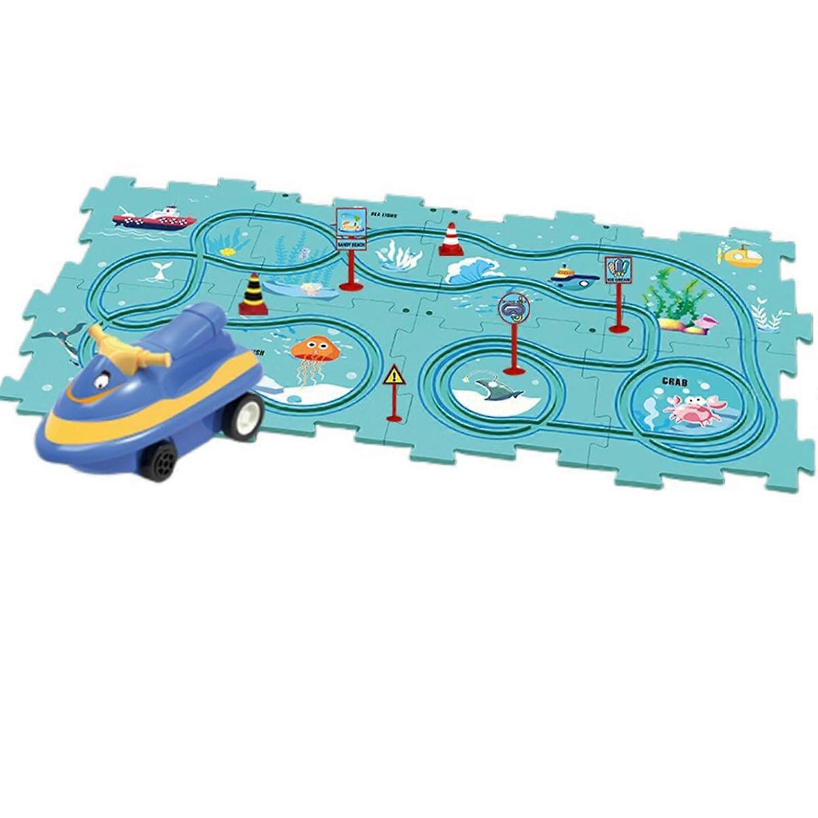 DIY Assembling Electric Trolley, Children's Educational Puzzle Track Car Play Set