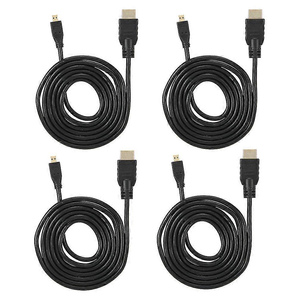 Micro HDMI to HDMI Cable 1.5Meters 4pcs - HD Video Wire for Raspberry Pi 4B