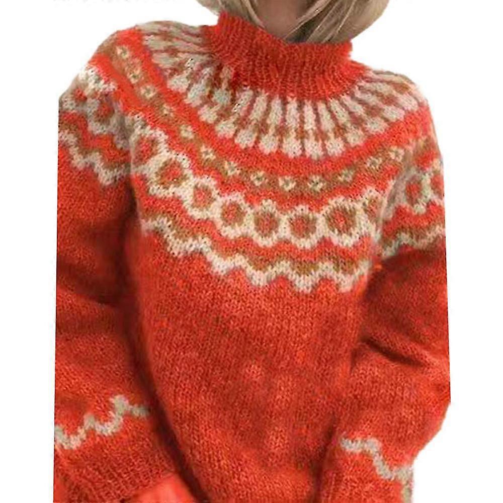 Damen Strickpullover Nordic Pullover Rollkragenpullover Winter Tops-