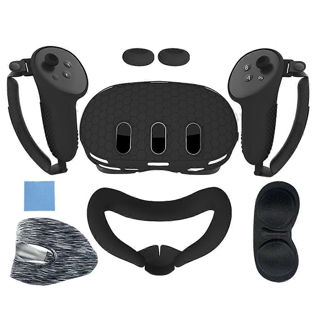 Protective Lens Cover for Quest 3 Replacement Leak-Proof Nose Pads VR Accessories 7-Piece Silicone