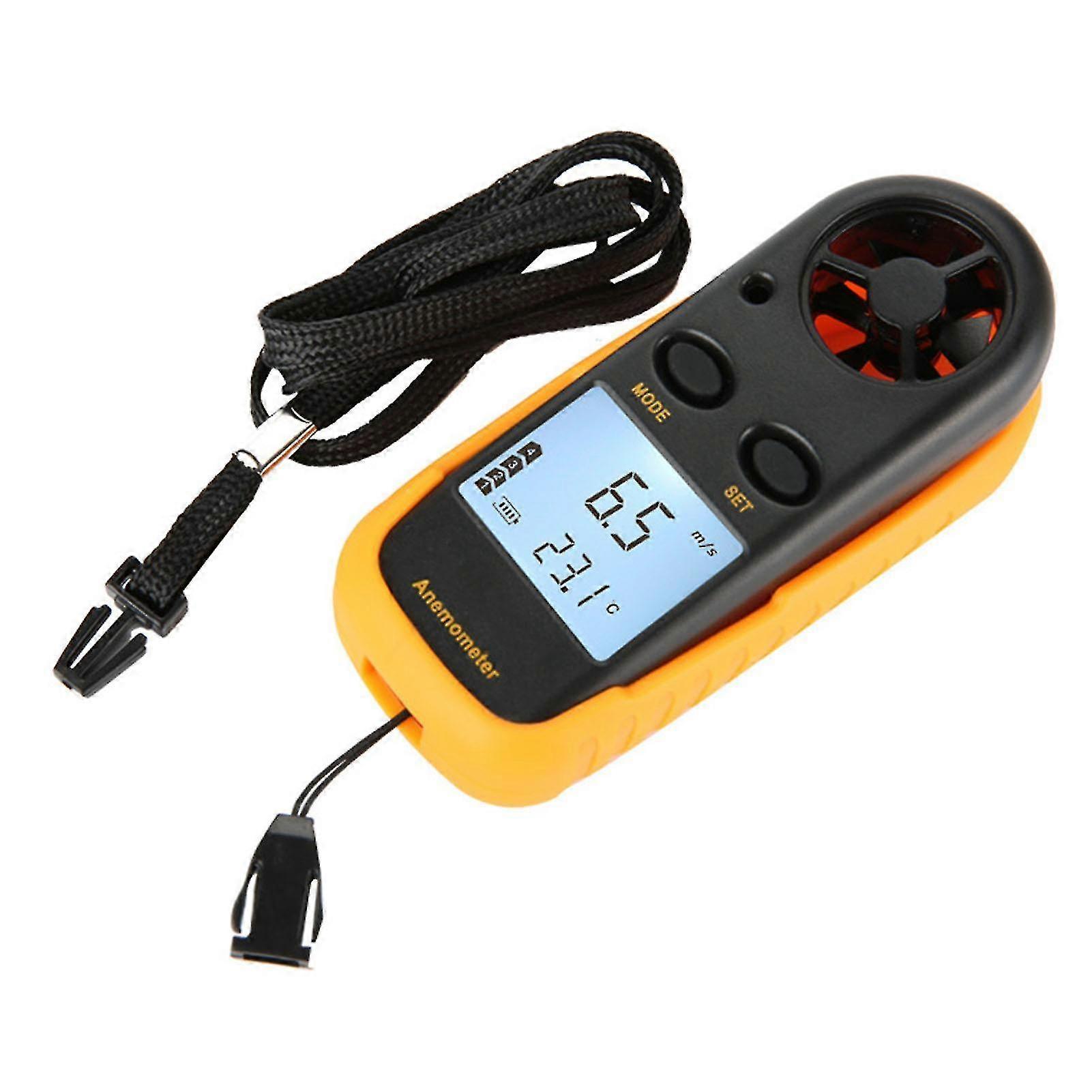 Gm816 Handheld Digital Anemometer Thermometer Lcd Display Wind Speed Temperature Meter 3v