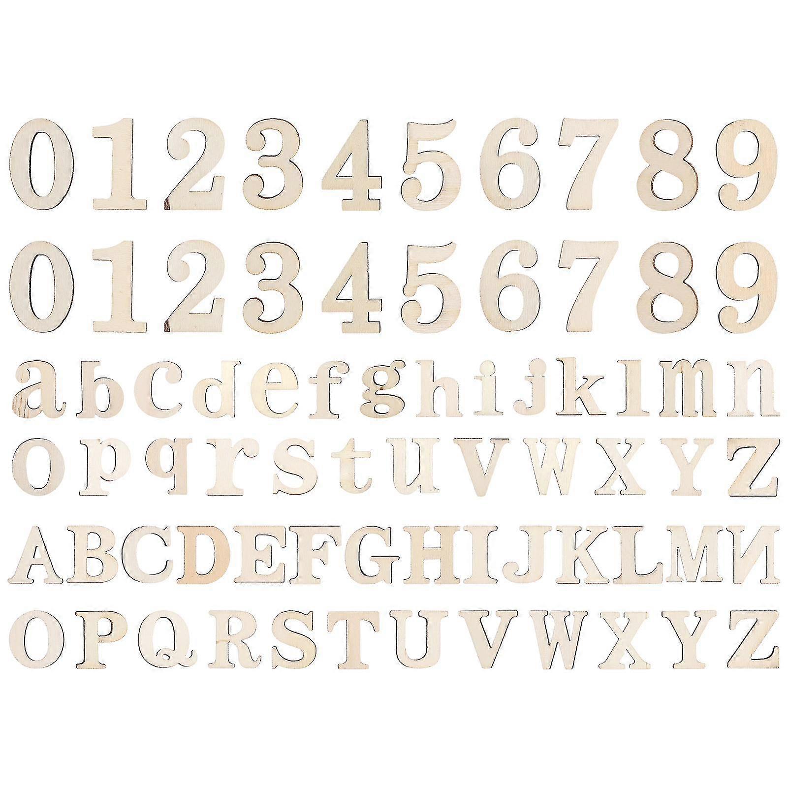 Wooden Letters and Numbers DIY Craft Decor 124pcs for Stage Props and Manual Accessories