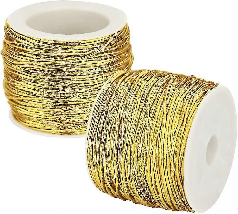 Rolls Metallic Elastic Cords Stretch Cord Ribbon Gold Twine String Metallic Tinsel Cord Rope Stretchy Beading Thread Jewelry Craft Making Gift Wrappin