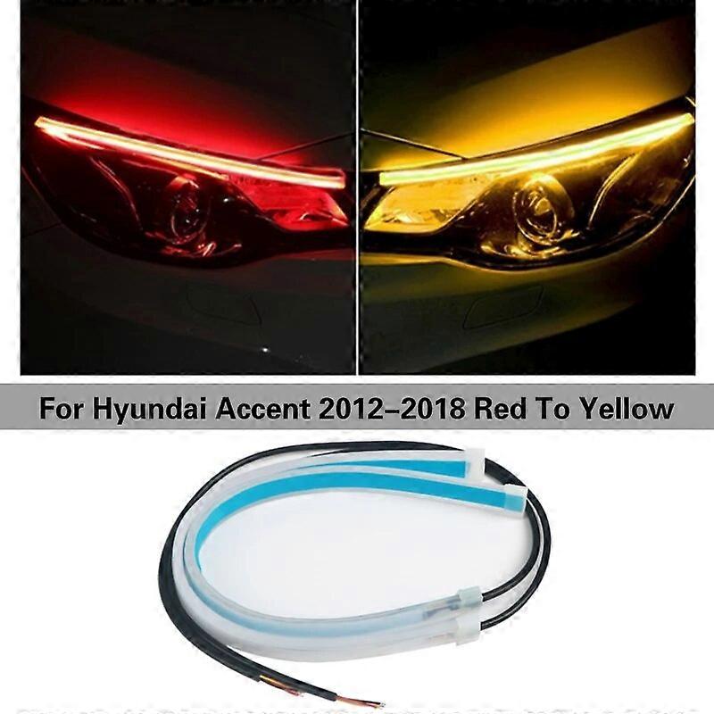 Til Hyundai Accent 2012-2018 LED DRL bil kørelys Fleksibel vandtæt strimmel Auto forlygter blinklys 12VMotor køretøjsbelysning