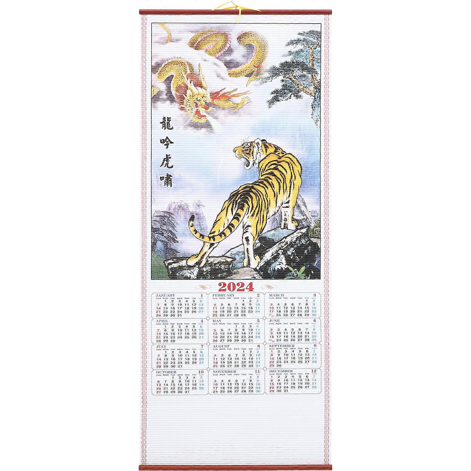 Chinese Calendar Scroll Hanging Calendar Hanging Calendar The Year Of Dragon Calendar