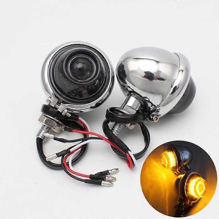 Motorcycle Cafe Racer Turn Signal Lights Amber Brake Indicator Light Universal For Harley Honda Yamaha Suzuki 10mm Bolt Thread