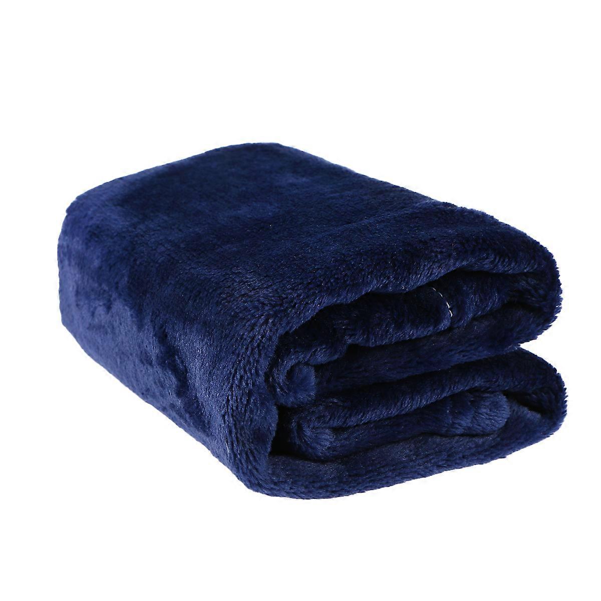 Gorgeous Flannel Fleece Pet Blanket Cozy Towel Solid Color Pet Blanket(Dark Blue)
