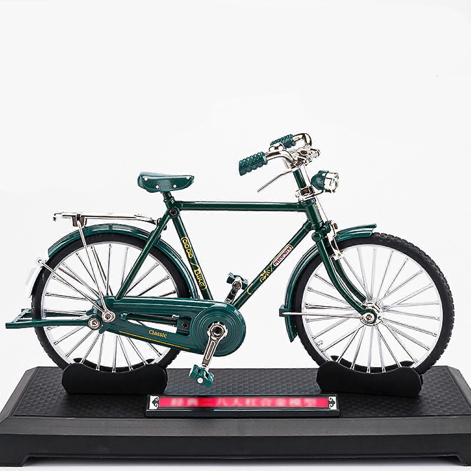 New DIY Retro Bicycle Model Ornament for Kids, Simulation Mini Bicycle Model Scale Kit with Inflator and Briefcase, Finger Bike Models Toys