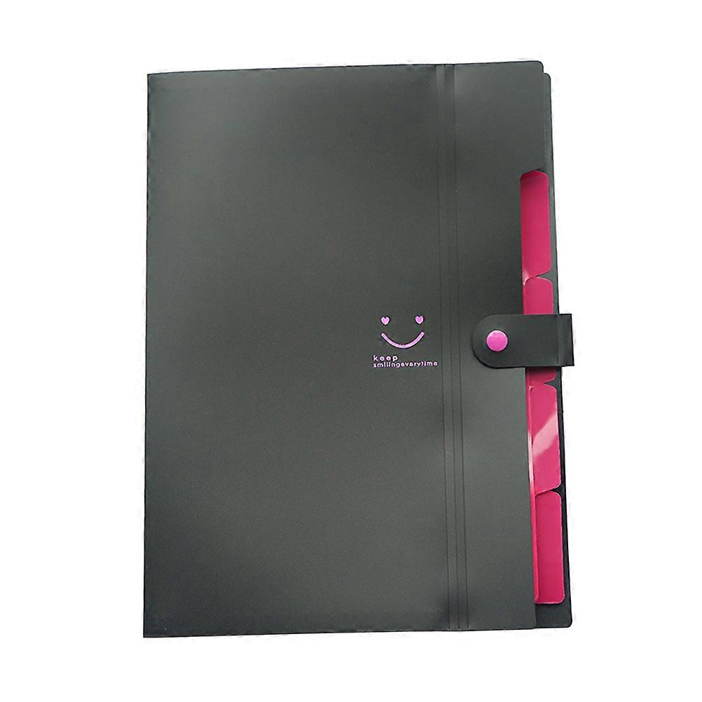 5 Pockets Plastic Expanding File Folders A4 Letter Size Snap Closure Accordion Folder Paper Document Organizer Set (Black)