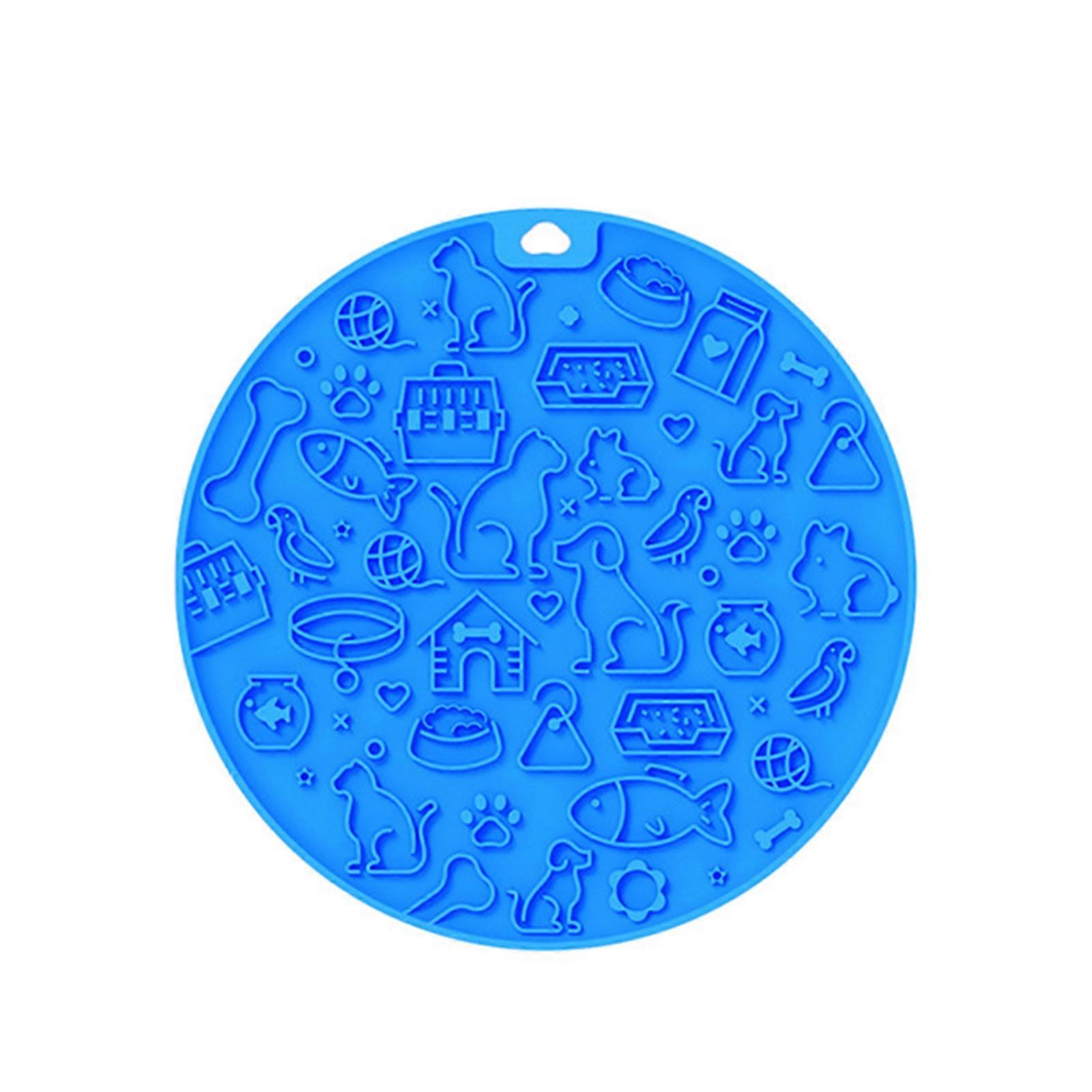 Pet Licking Mat Food Grade Non-slip Base Cartoon Pattern Unique Texture Round Shape Flexible Anxiety Reduction Slow Feeder Pet Licking Mat Pet Supplie
