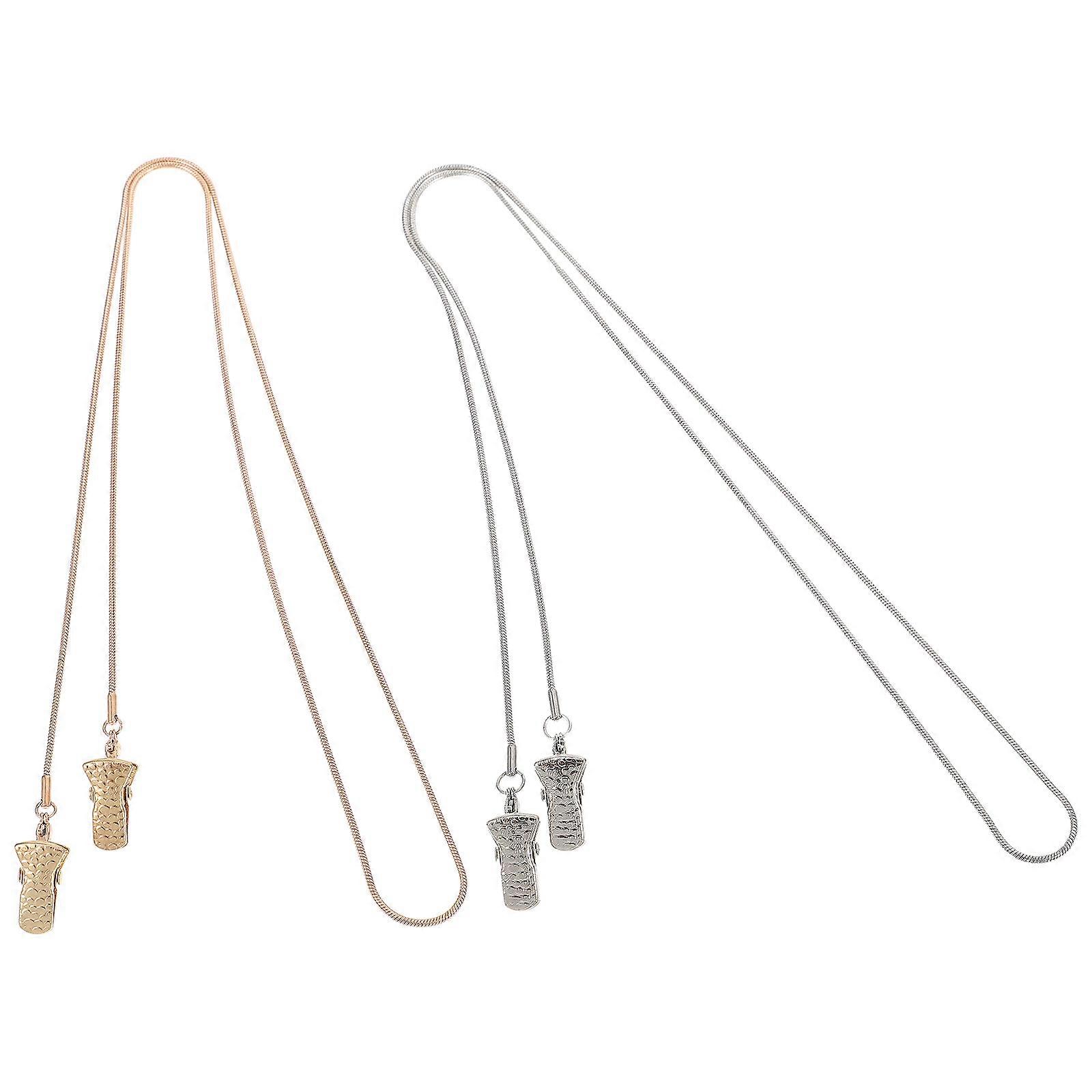 2Pcs Metal Mask Holding Chains Glasses Chains Holders (Assorted Color)