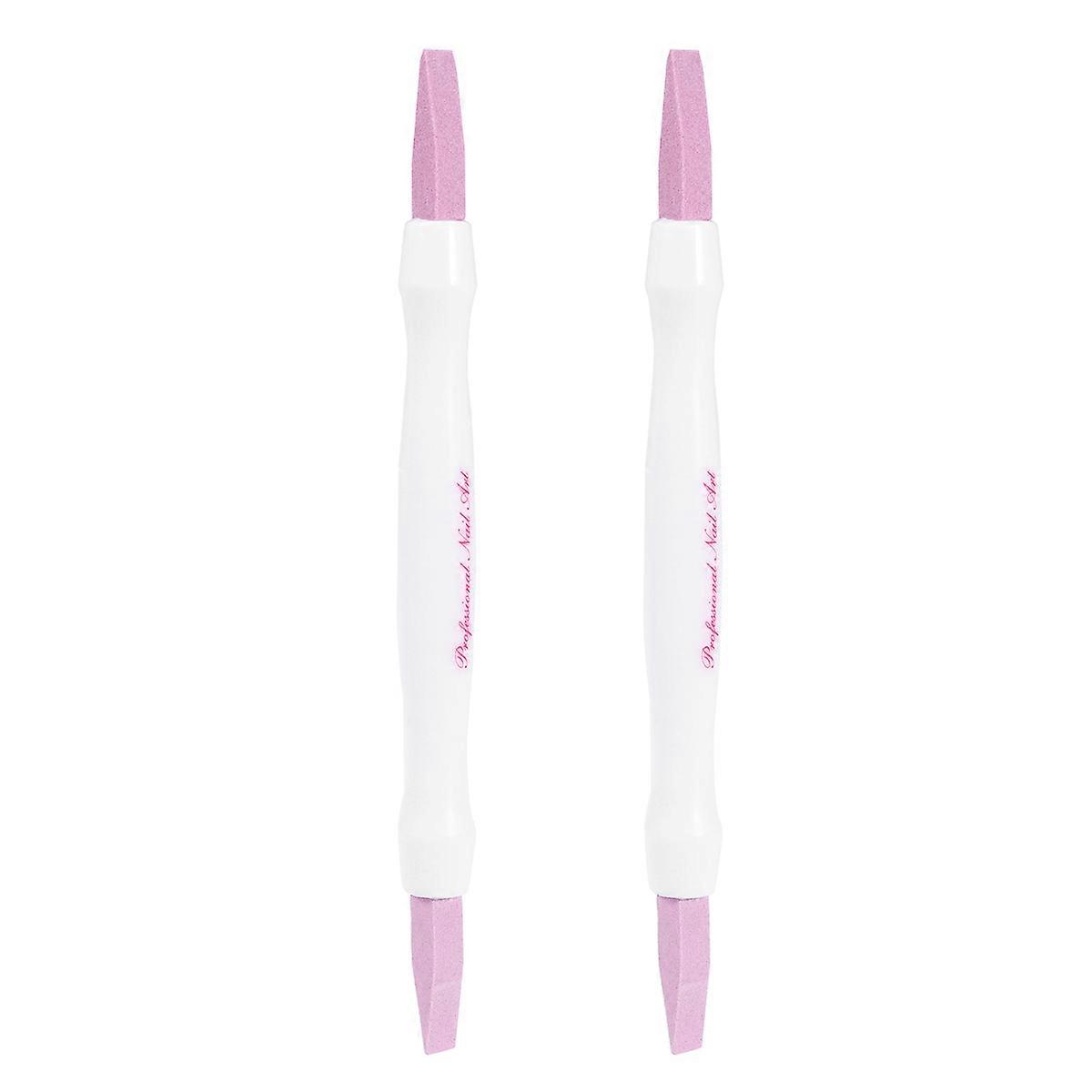 2 PCS Manicure Scrub Buffing Tool Double-headed Dead Skin Remover Polishing Bluestone Stick Nail File Care Tool