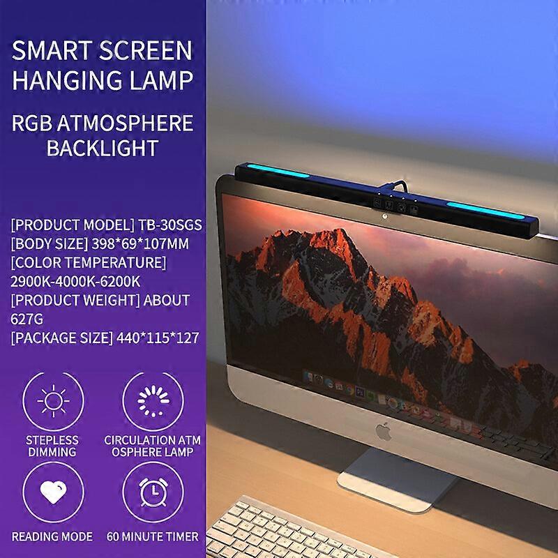 Rgb Monitor Light Bar With Timing Computer Desk Lamp Led Dimming Screen Eye Caring Monitor Hanging Lamp For Reading Study