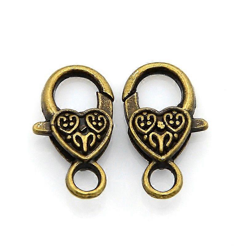 Tibetan Style Heart Lobster Claw Clasps Cadmium Free & Nickel Free & Lead Free Antique Bronze 26.5x14x6mm Hole: 4mm