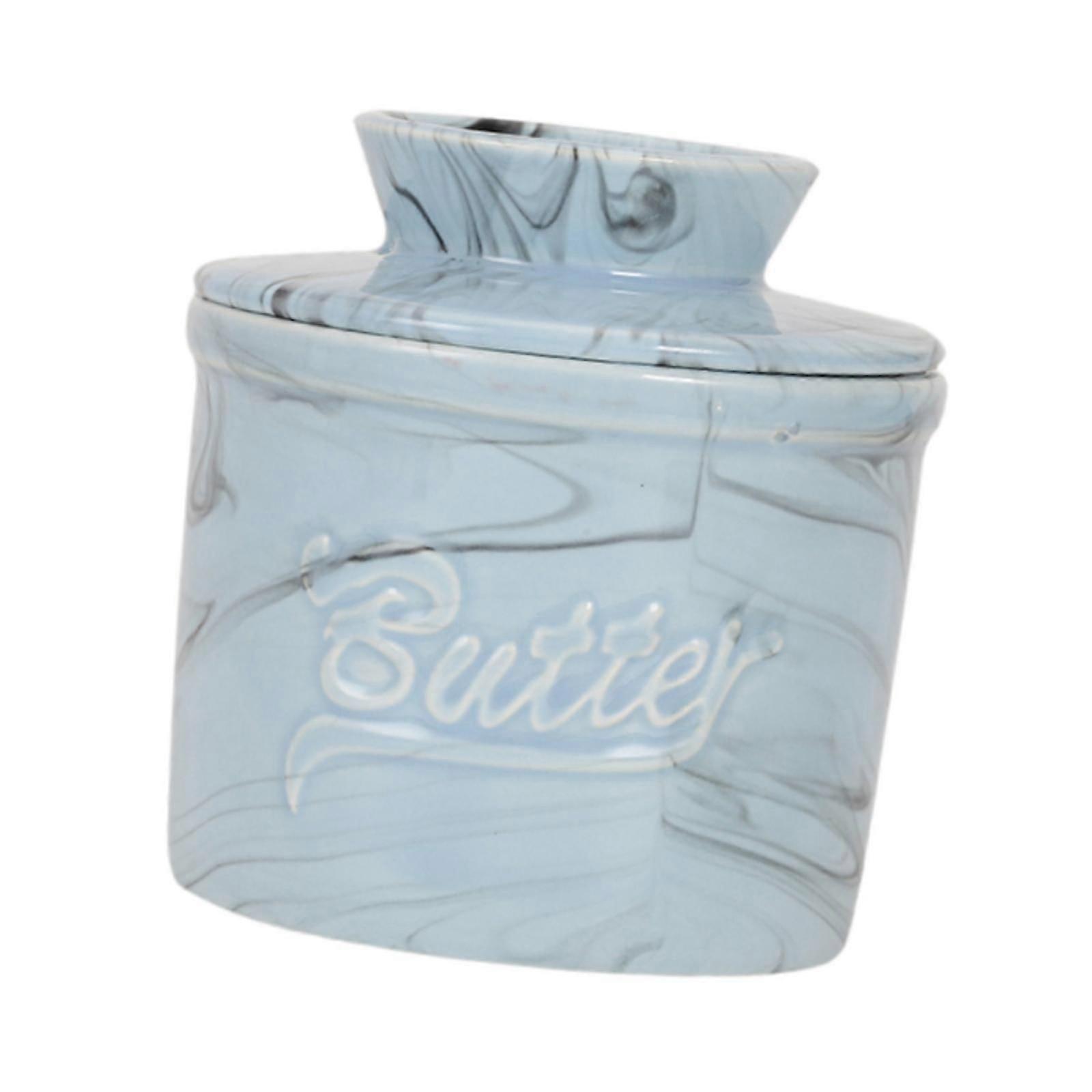 Butter Container for Counter Butter Crock with Lid for Dining Kitchen Hotels Blue