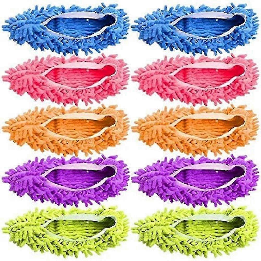 5 Pairs Washable Mop Slippers Soft Floor Cleaning Sock Shoes