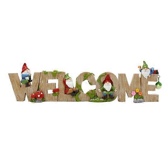 Dwarf Welcome Sign Resin Cartoon Dwarf Ornament Garden Gnome Letter Welcome Sign