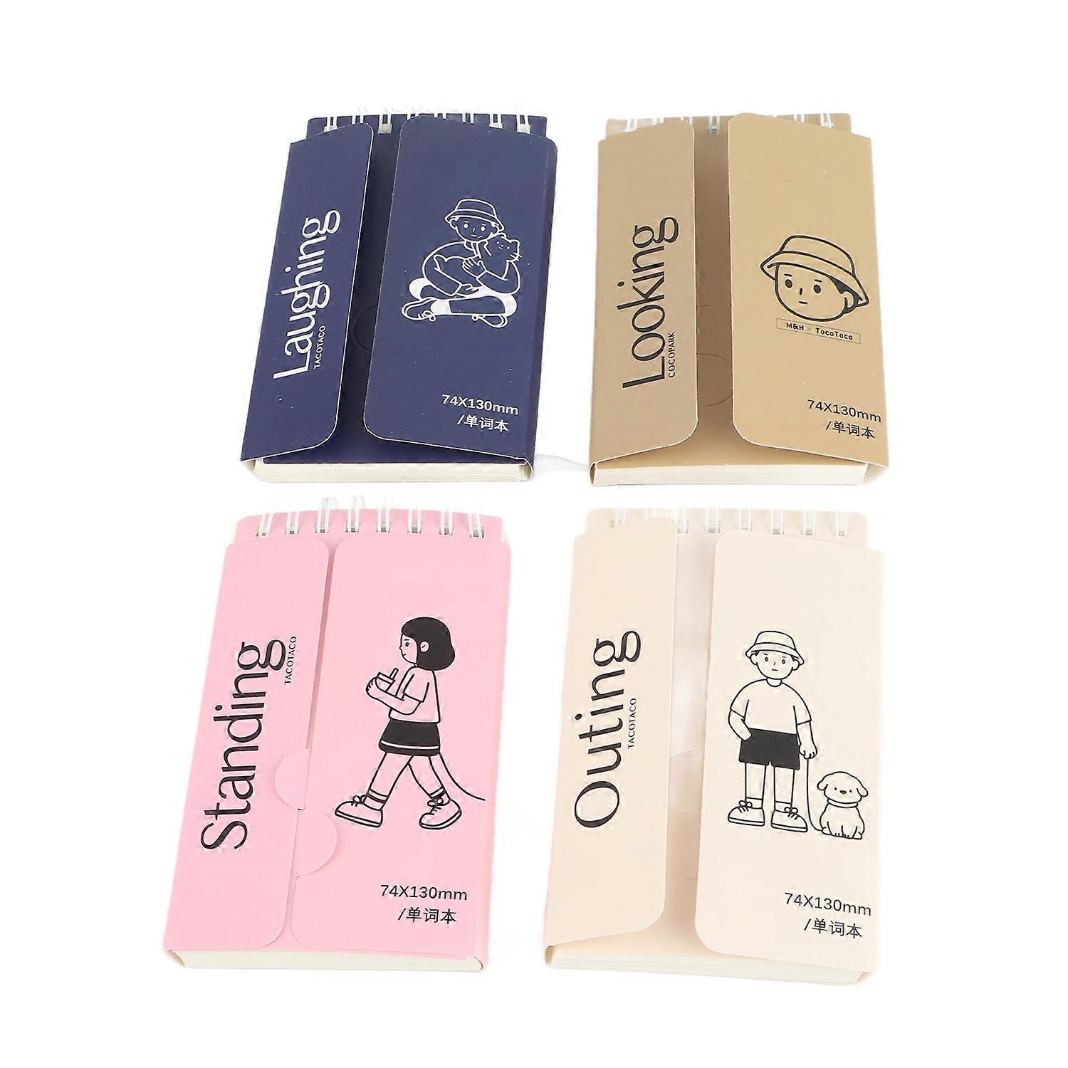 4pcs Small Spiral Notebook Pocket Top Bound Memo Books for Travel Journals Daily Scrapbooking